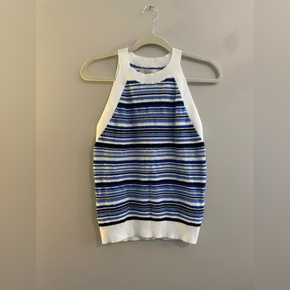 LOFT Tops - Loft Blue White Striped Sweater Tank Top